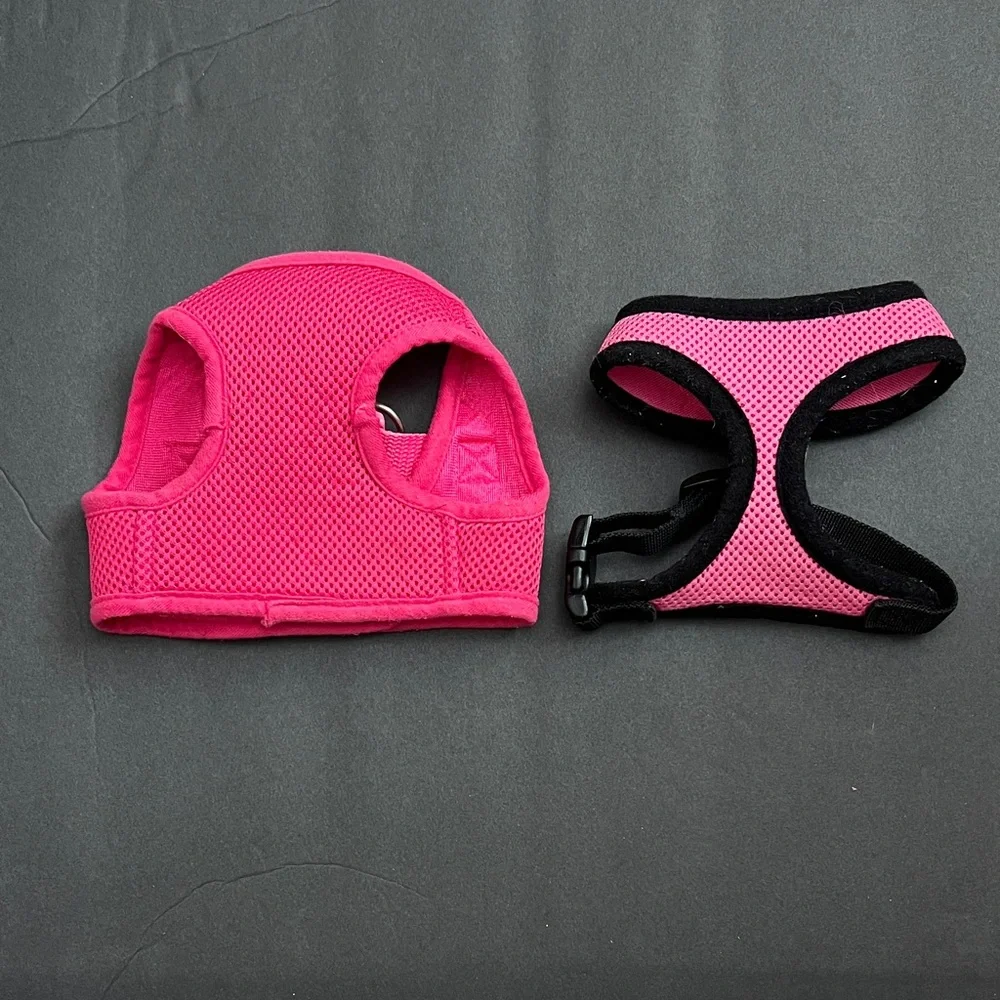 Vibrant Pink and Black Dog Harness Set